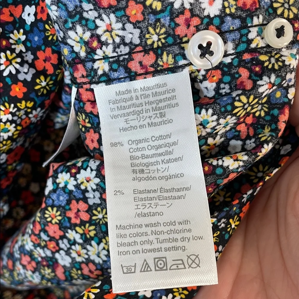 NEW! J. Crew Organic Cotton Multicolor Floral Men's Shirt. Medium Tall.